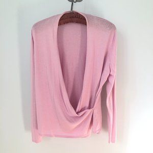 Eileen Fisher lightweight cardigan surplice sweater single button closure L